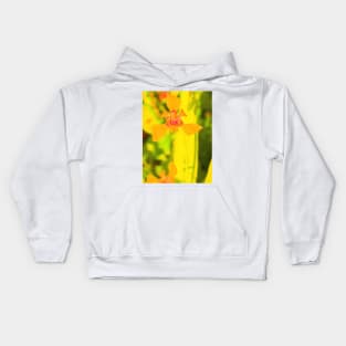 Yellow lily blossom on yellow background Kids Hoodie